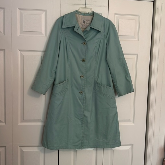 London Fog Jackets & Blazers - Vintage 70s 80s London Fog Trench Coat Women’s Turquoise Lined